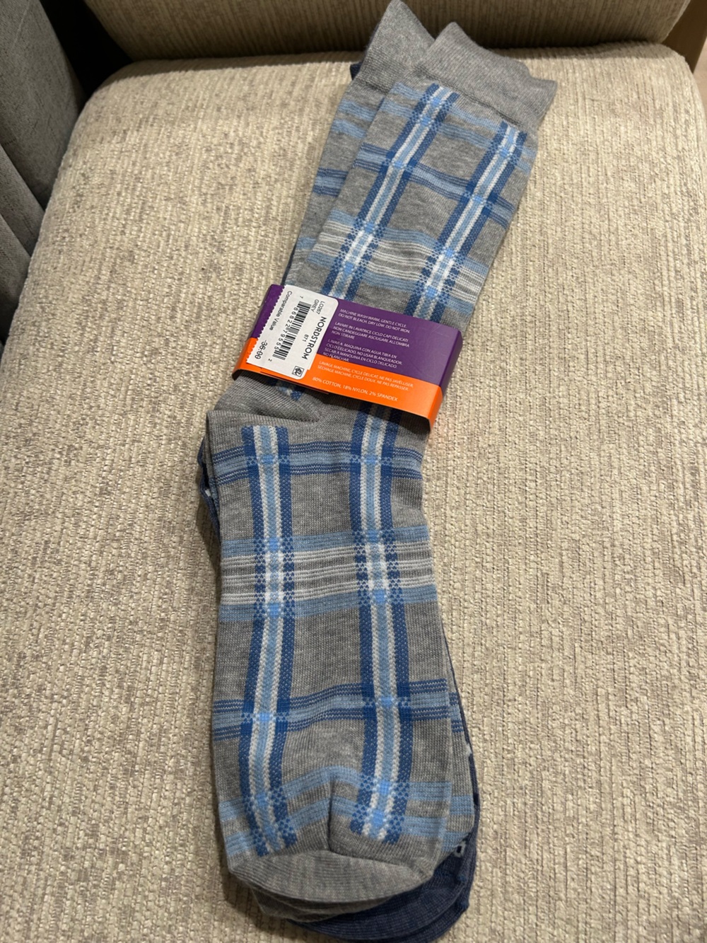 Lorenzo Uomo Navy Blue / grey Dress Socks 2 : pair only /new 7 1/2 -12 - Picture 4 of 8